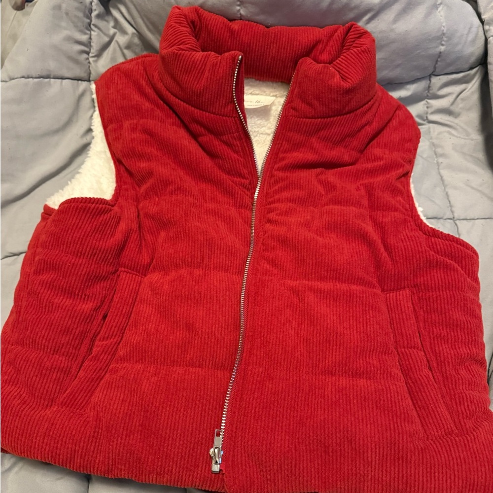 Red Corduroy Puffer Vest